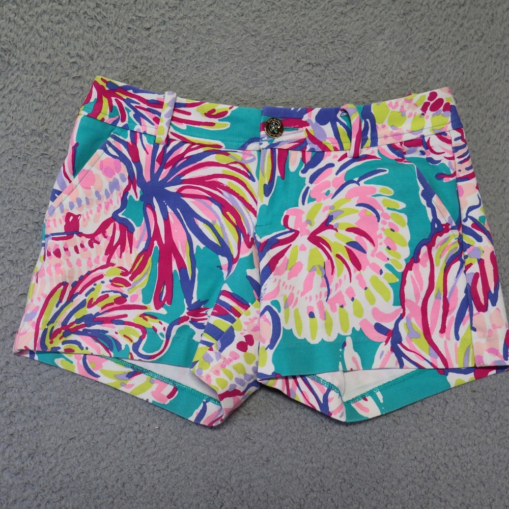 Lilly Pulitzer Callahan Short Multicolor Tropical Floral Print Size 0 24915